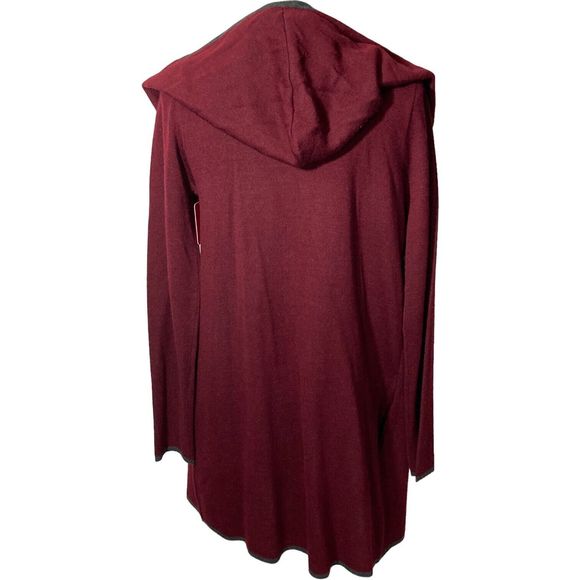 BNCI Blanc Noir Womens M Open Front Cardigan Wool Blend Burgundy/Gray NWT - Picture 2 of 8